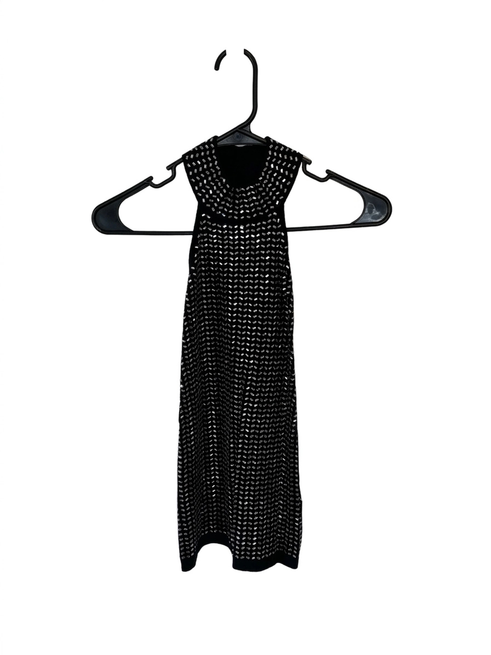 Guess Beaded Knit Midi Dress | Black | Size S | Sleeveless | All-Over Beads